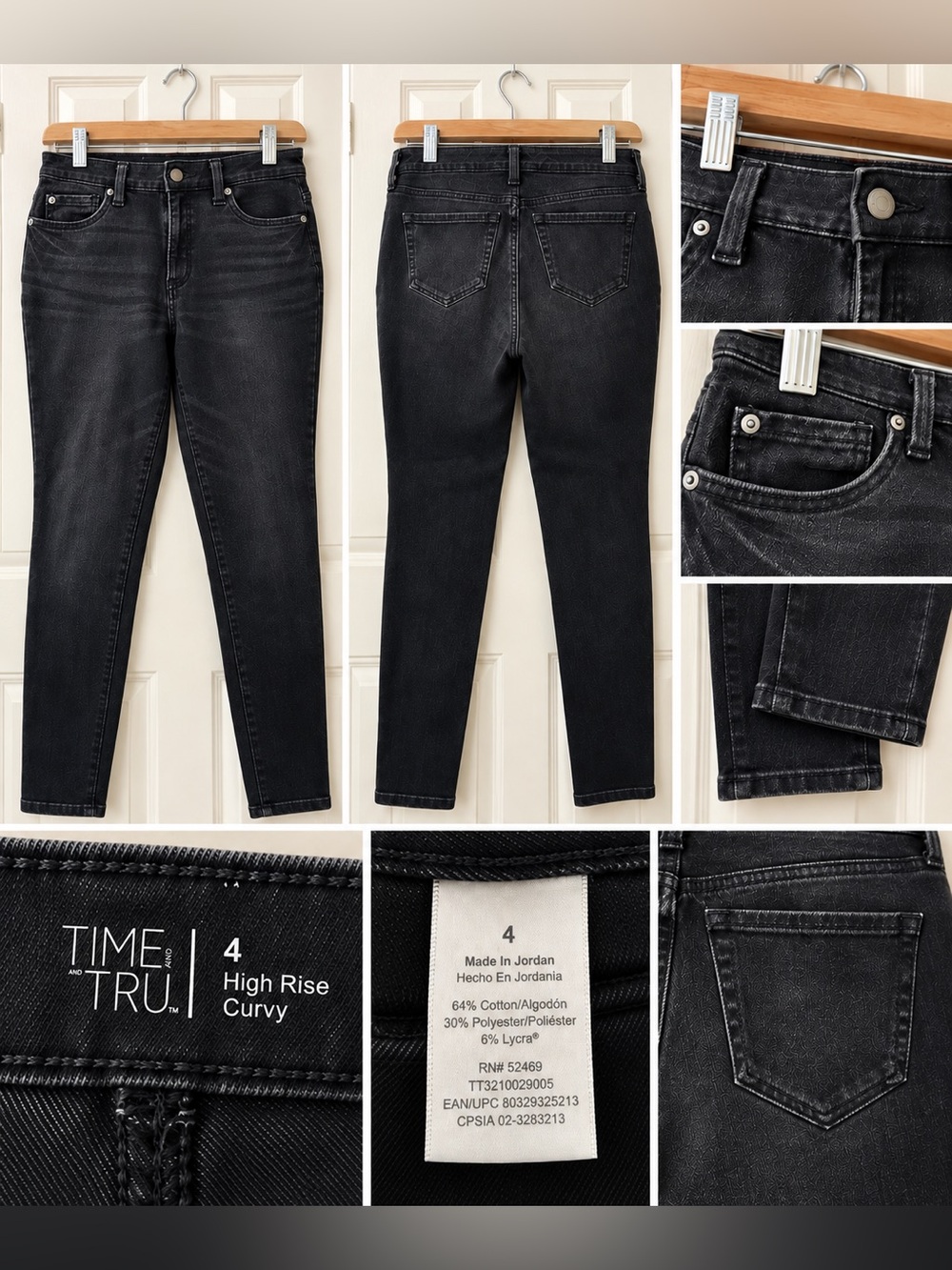 Time and Tru High Rise Curvy Skinny Jeans Waist 4 Black